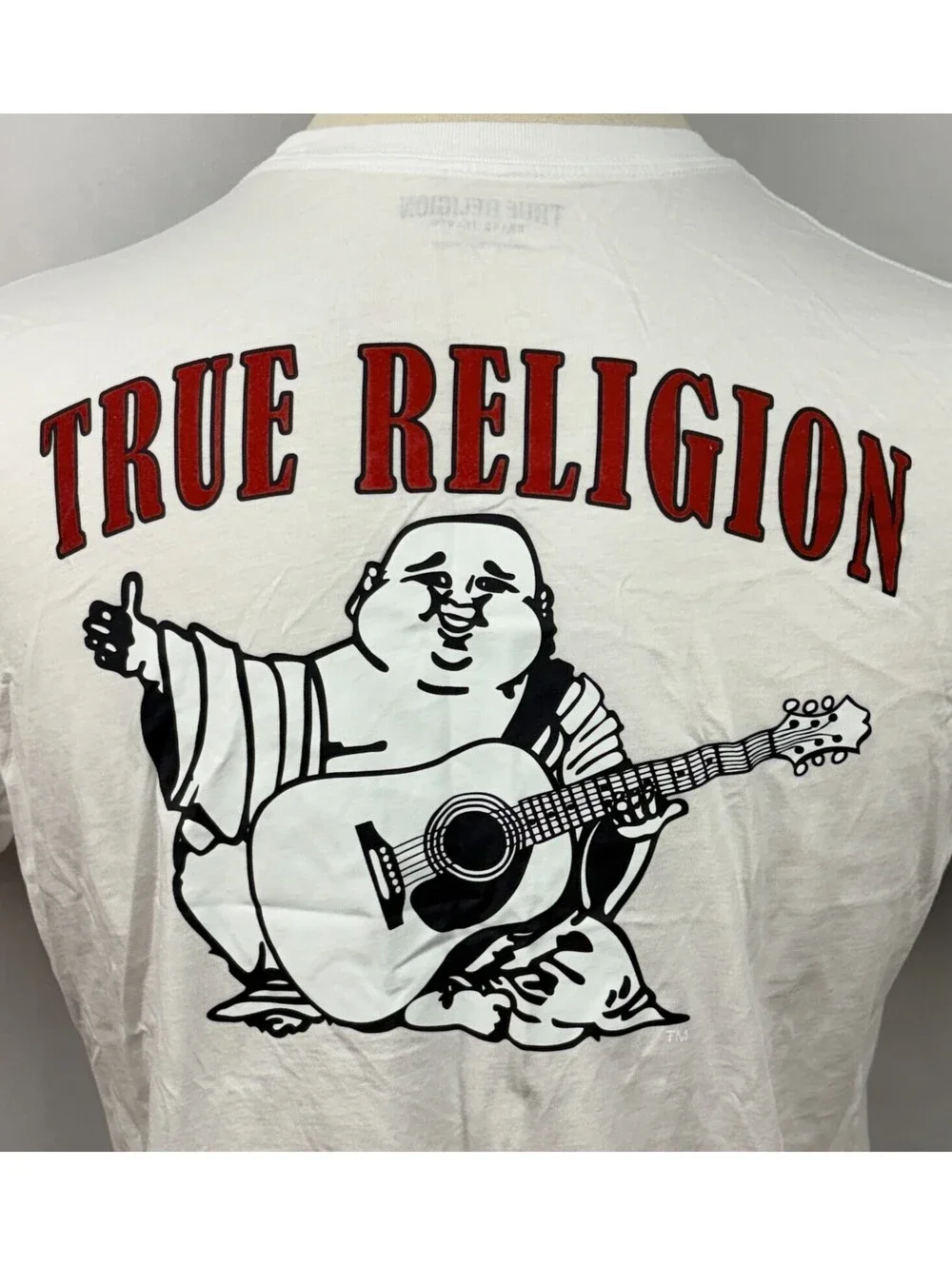 True Religion Men's Size 2XL White Spell Out Logo Graphic Crewneck T-Shirt